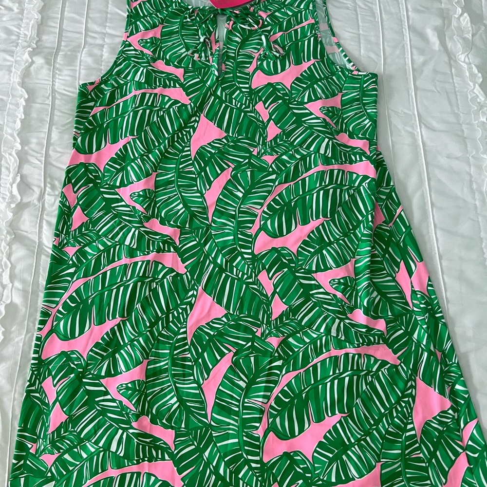 Lilly Pulitzer Green and Pink Leaf Dress